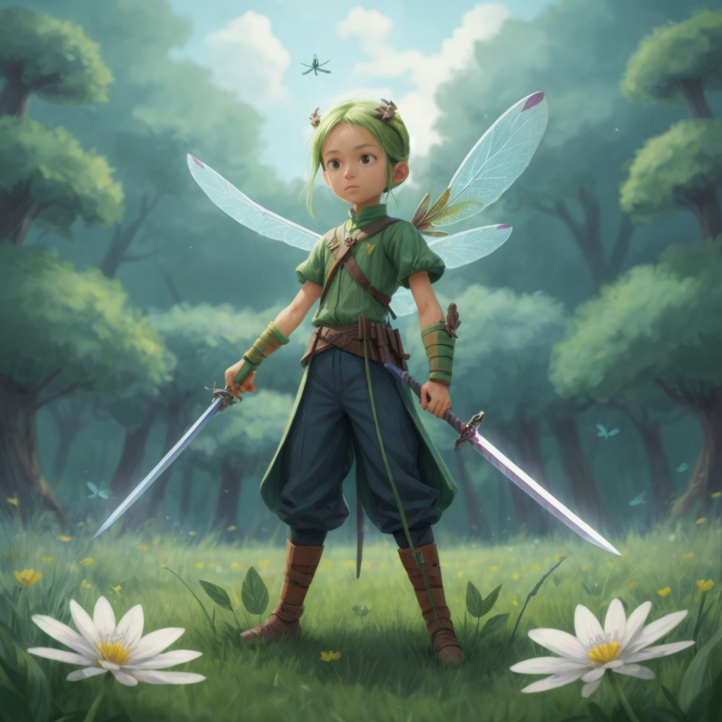 A dragonfly welding sword