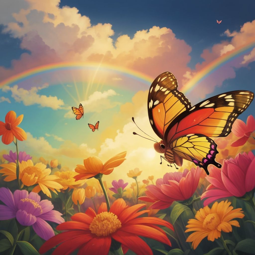 Macy the butterfly across the rainbow